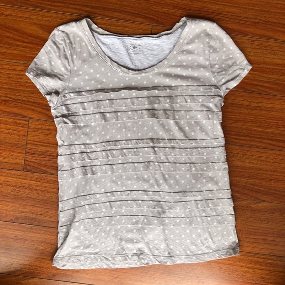 LOFT Tops - Ann Taylor loft sz SP cotton tan polka dot shirt